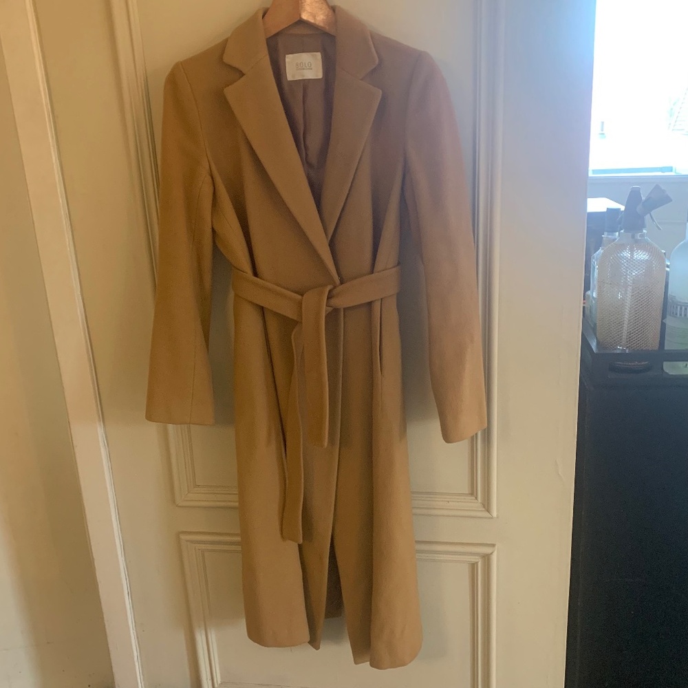 Wool-Blend Belted Camel Coat - Women